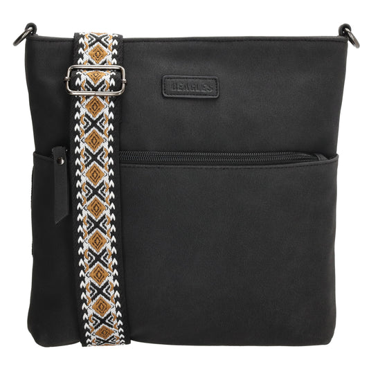 Umhängetasche 26,5x25,5cm Schwarz mit Reißverschluss in Lederoptik - leder-accessoires.com