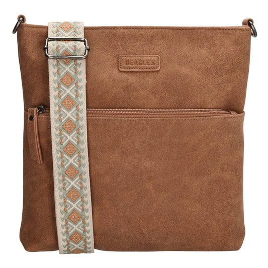 Umhängetasche 26,5x25,5cm Cognac mit Reißverschluss in Lederoptik - leder-accessoires.com