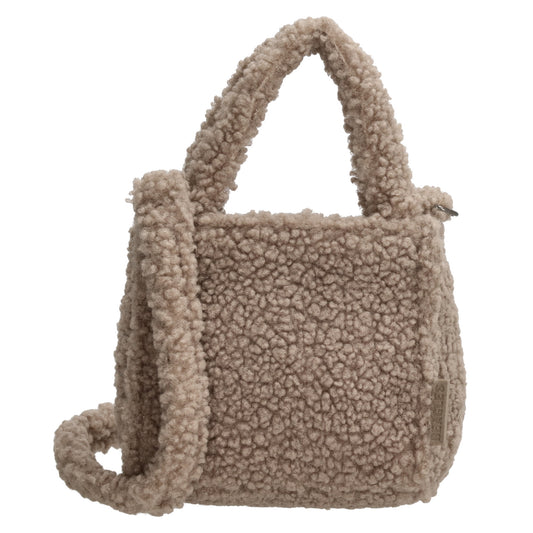 Teddytasche 17 x 17cm in Taupe mit Reißverschluss - leder-accessoires.com