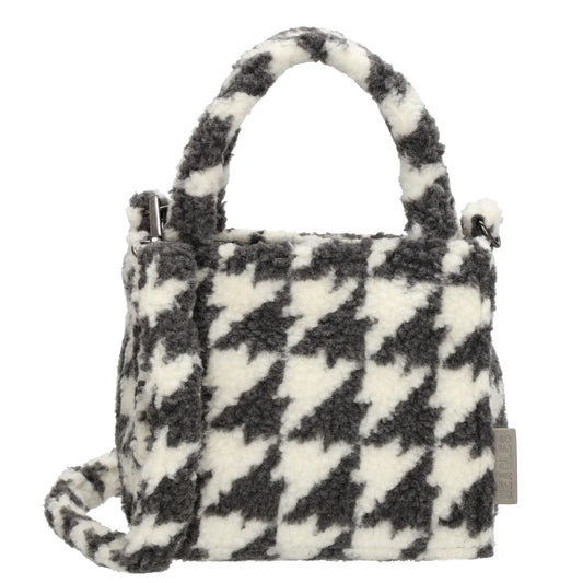 Teddytasche 17x17cm in Karomuster Weiß|Grau mit Reißverschluss - leder-accessoires.com