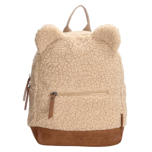 Teddyrucksack 24,5x31cm in Beige mit Reißverschluss - leder-accessoires.com