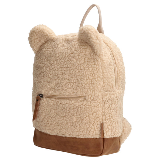 Teddyrucksack 24,5x31cm in Beige mit Reißverschluss - leder-accessoires.com