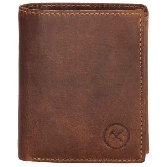Geldbörse Hochformat 8 x 10,5cm in Cognac aus Leder mit Riegel innen - leder-accessoires.com