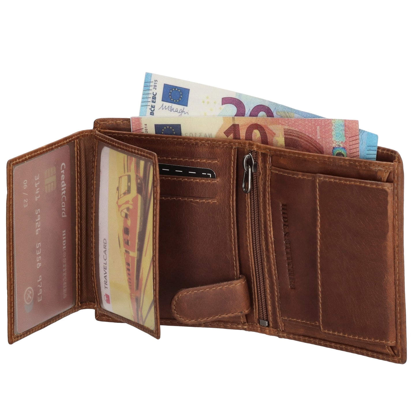 Geldbörse Hochformat 10 x 8cm in Cognac aus Leder