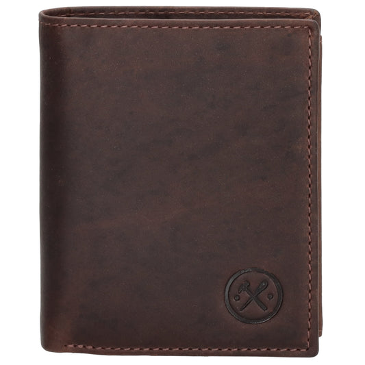 Geldbörse Hochformat 8 x 10,5cm in Braun aus Leder mit Riegel innen - leder-accessoires.com