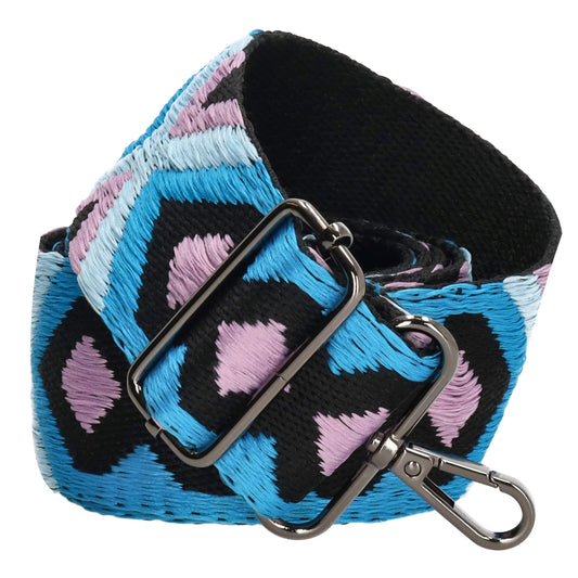 Taschenriemen|Wechselriemen 140cm in Blau|Rosé|Schwarz im Boho-Muster - leder-accessoires.com