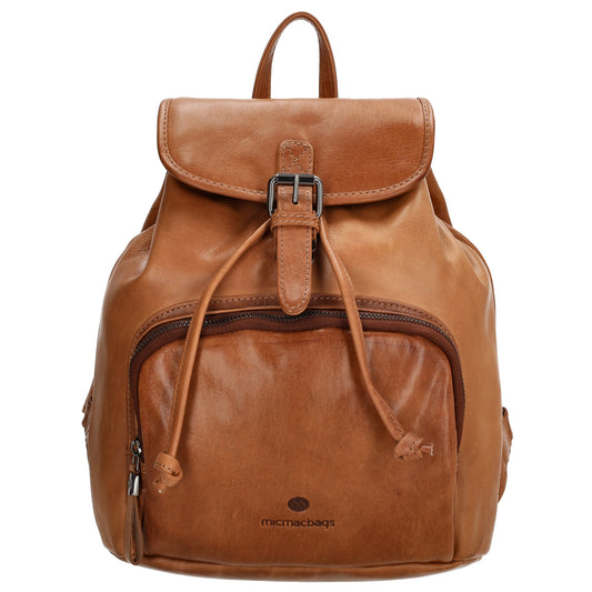 Rucksack mit Kordelzug 26x 31cm in Cognac aus Leder