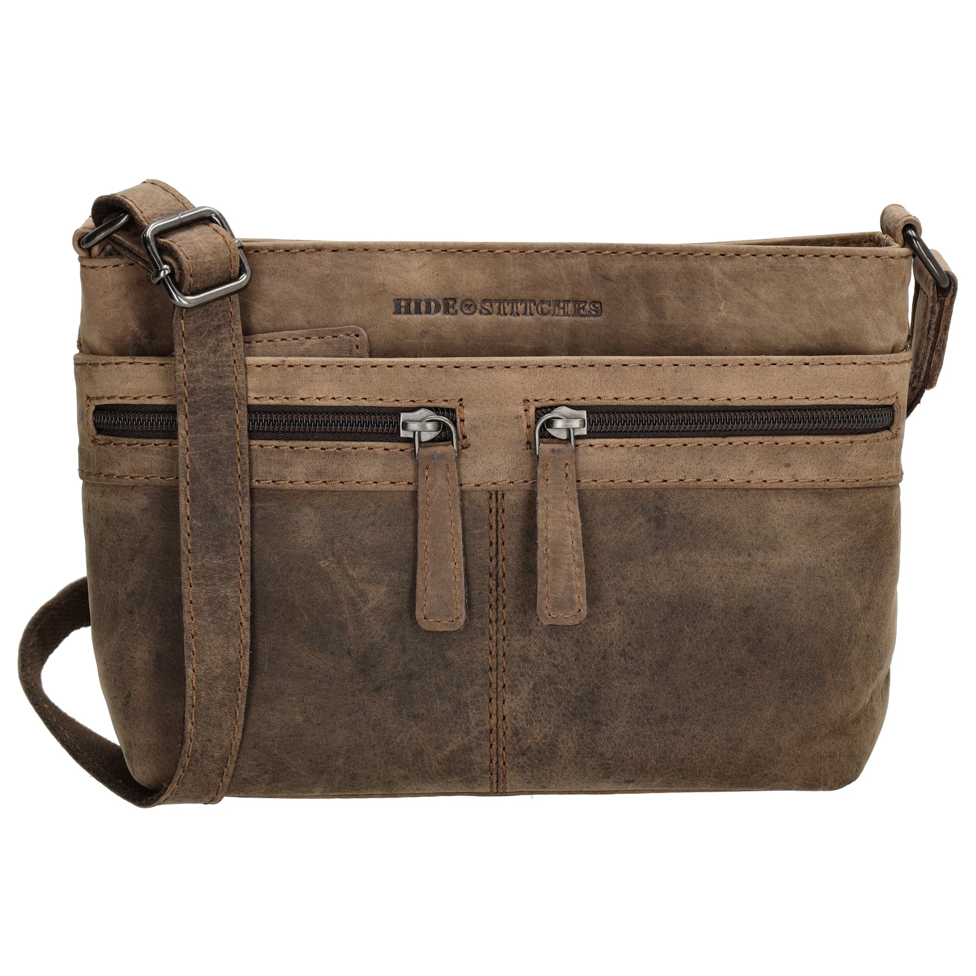 Schultertasche 27 x 17cm in Braun mit Reißverschluss - leder-accessoires.com
