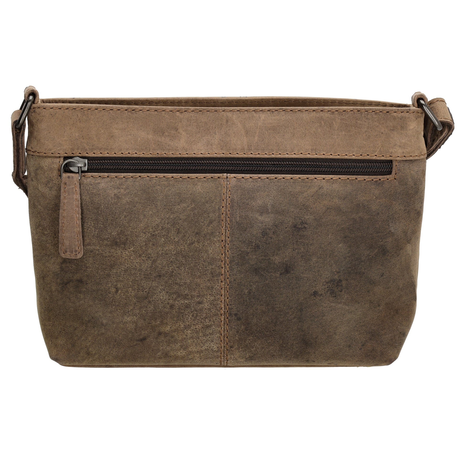 Schultertasche 27 x 17cm in Braun mit Reißverschluss - leder-accessoires.com