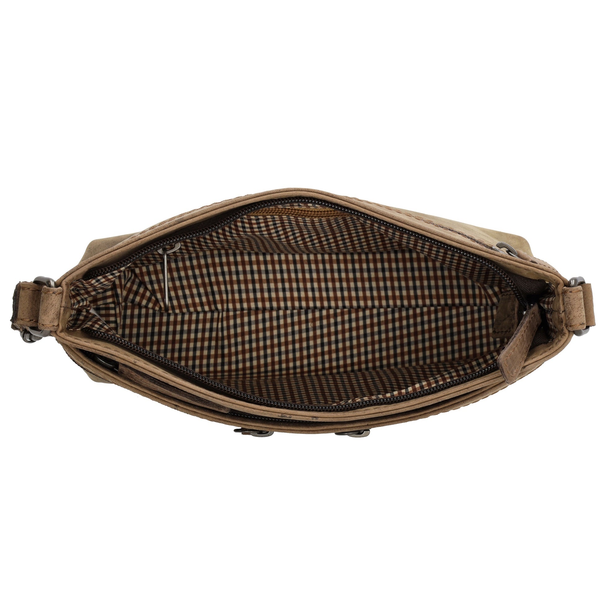 Schultertasche 27 x 17cm in Braun mit Reißverschluss - leder-accessoires.com