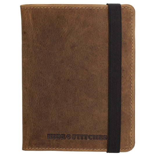 Briefmappe| Passhülle 11,5 x 14,5cm in Braun mit Gummiband - leder-accessoires.com