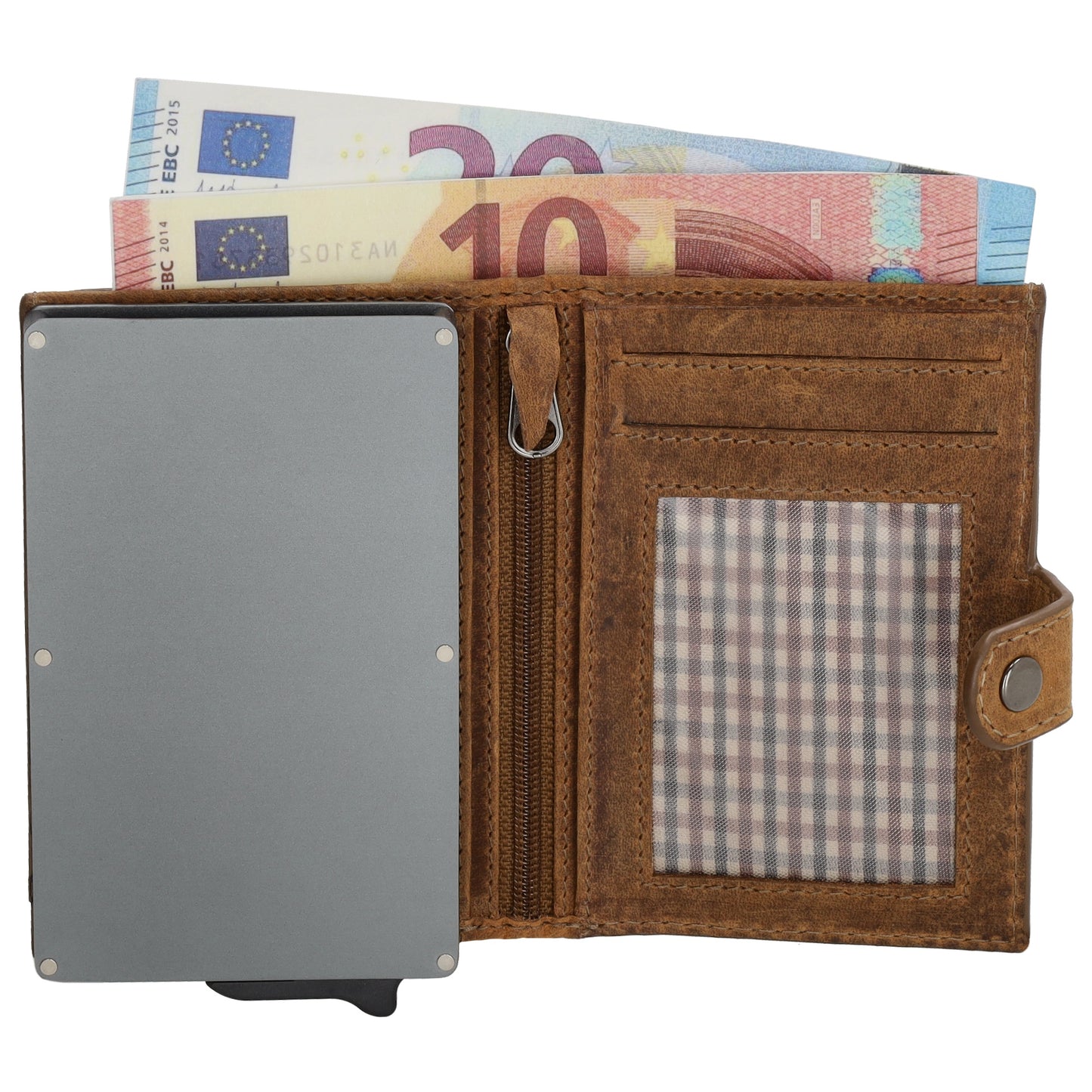 Kartenetui| Safty Wallet 10,5 x2 x 7,5cm in Braun und RFID-Schutz