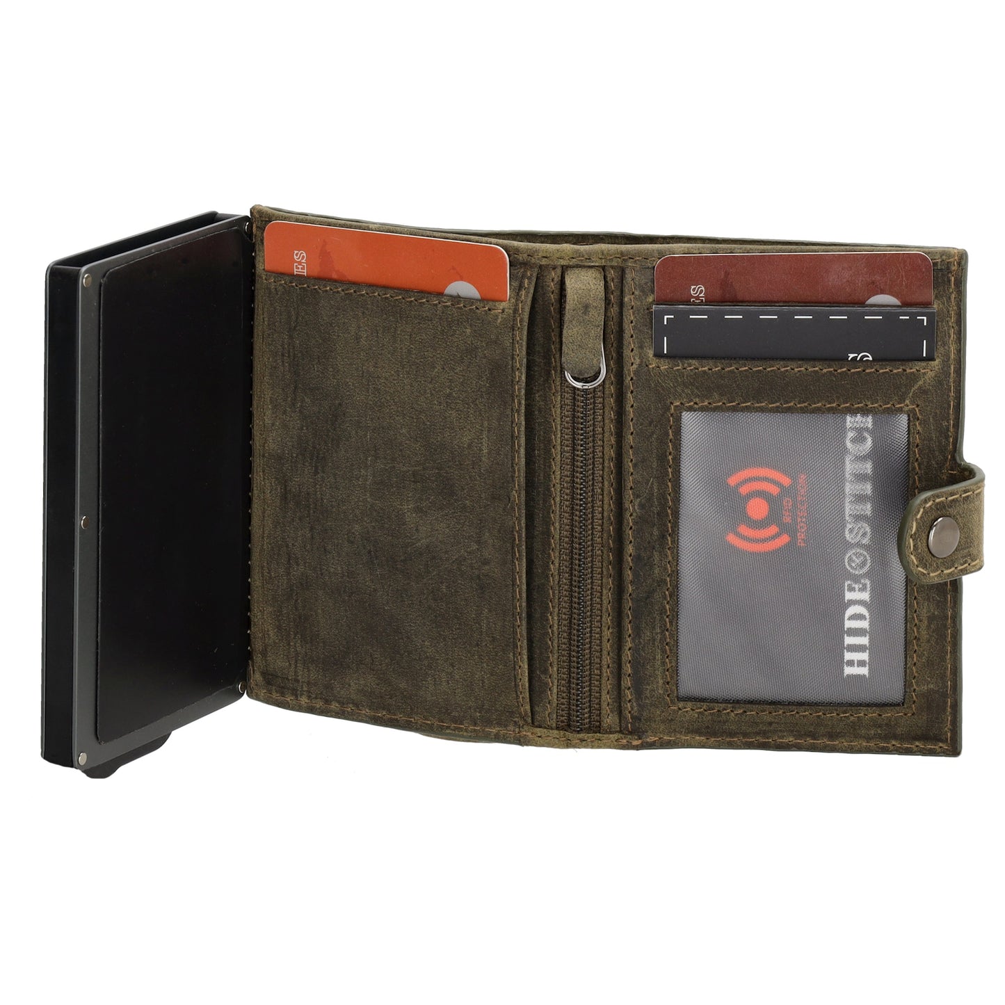 Kartenetui| Safty Wallet 10,5 x2 x 7,5cm in Olive und RFID-Schutz