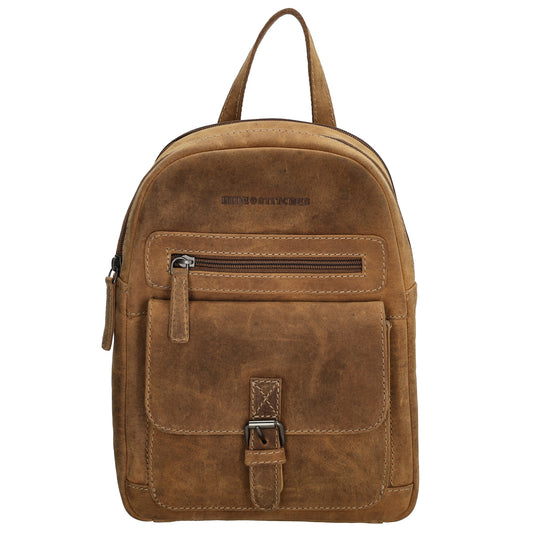 Lederrucksack 20,5 x 28,5cm in Braun mit Reißverschluss und Vortasche