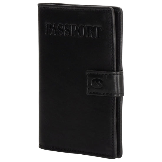 Briefmappe| Passhülle 10 x 14cm in Schwarz mit Druckknopf - leder-accessoires.com
