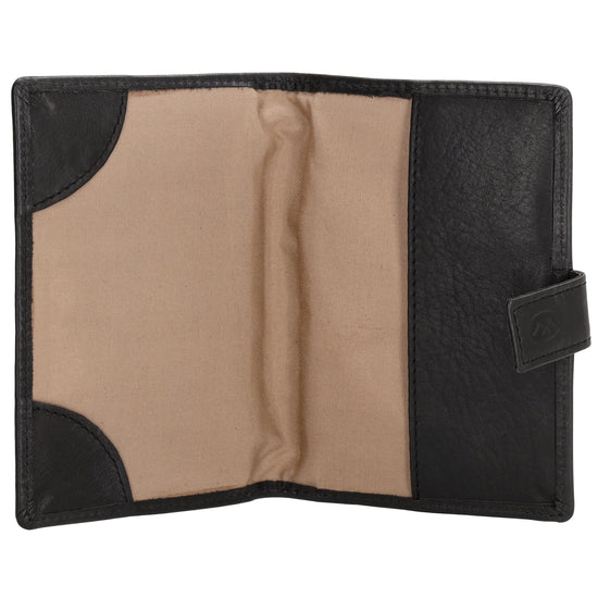 Briefmappe| Passhülle 10 x 14cm in Schwarz mit Druckknopf - leder-accessoires.com