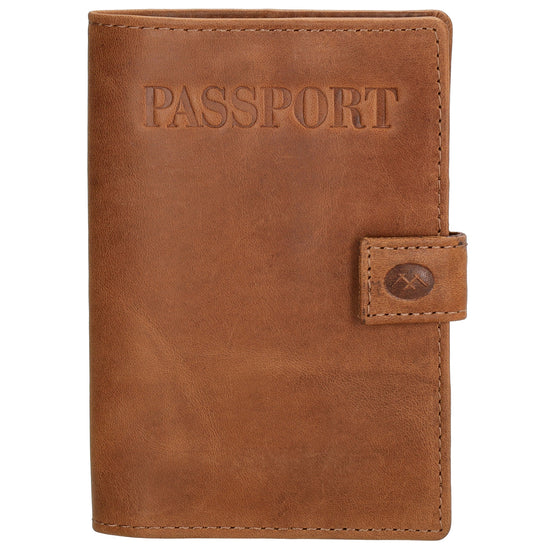 Briefmappe| Passhülle 10 x 14cm in Cognac mit Druckknopf - leder-accessoires.com