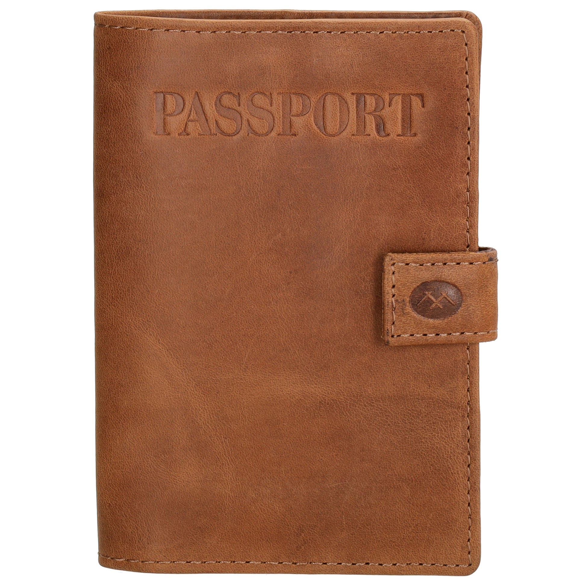 Briefmappe| Passhülle 10 x 14cm in Cognac mit Druckknopf - leder-accessoires.com