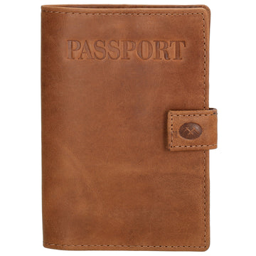 Briefmappe| Passhülle 10 x 14cm in Cognac mit Druckknopf - leder-accessoires.com