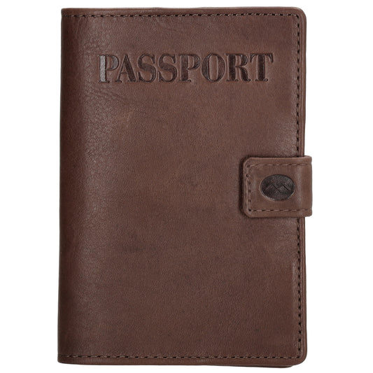 Briefmappe| Passhülle 10 x 14cm in Braun mit Druckknopf - leder-accessoires.com