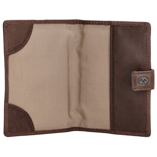 Briefmappe| Passhülle 10 x 14cm in Braun mit Druckknopf - leder-accessoires.com