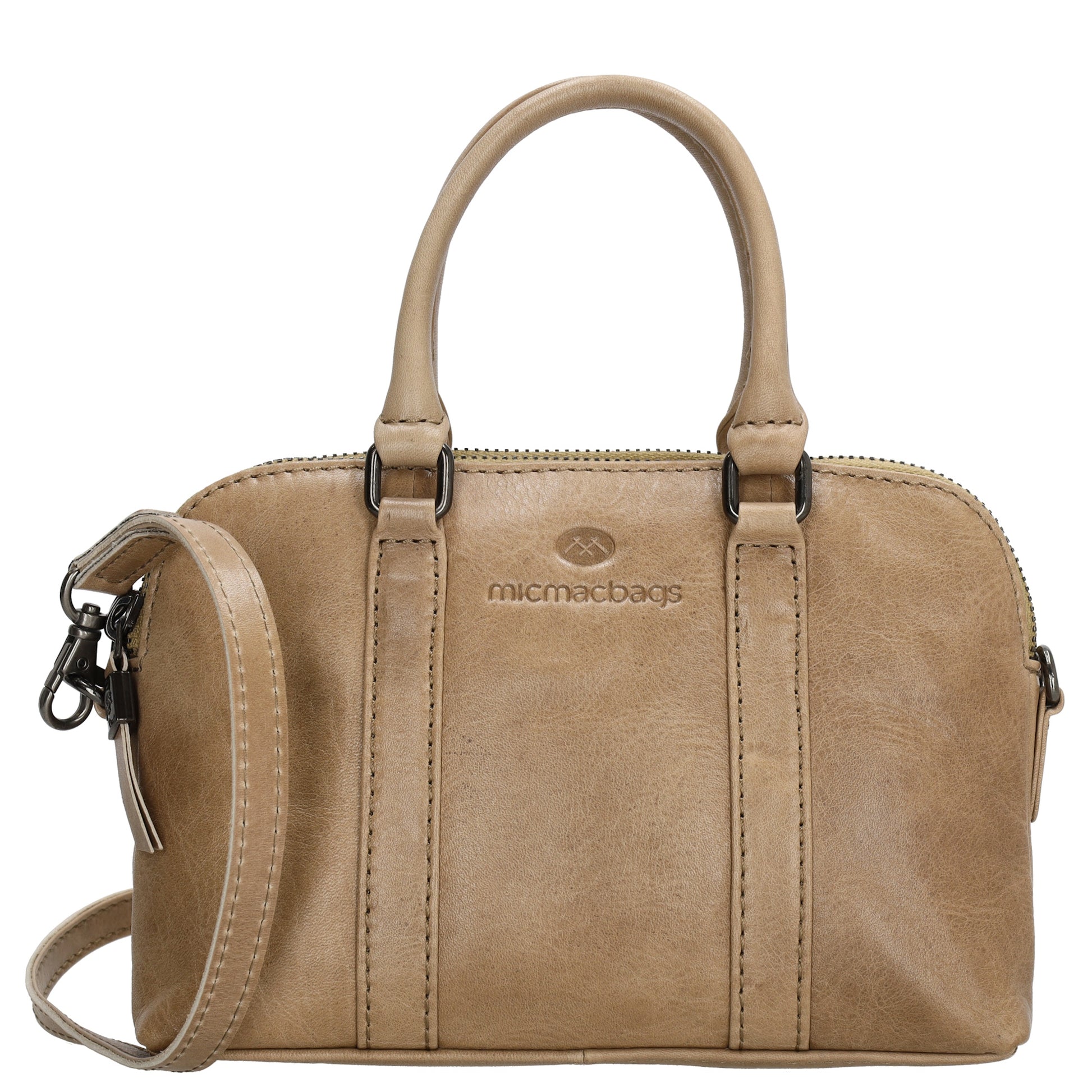 Schultertasche 21 x 15cm in Taupe mit Reißverschluss - leder-accessoires.com