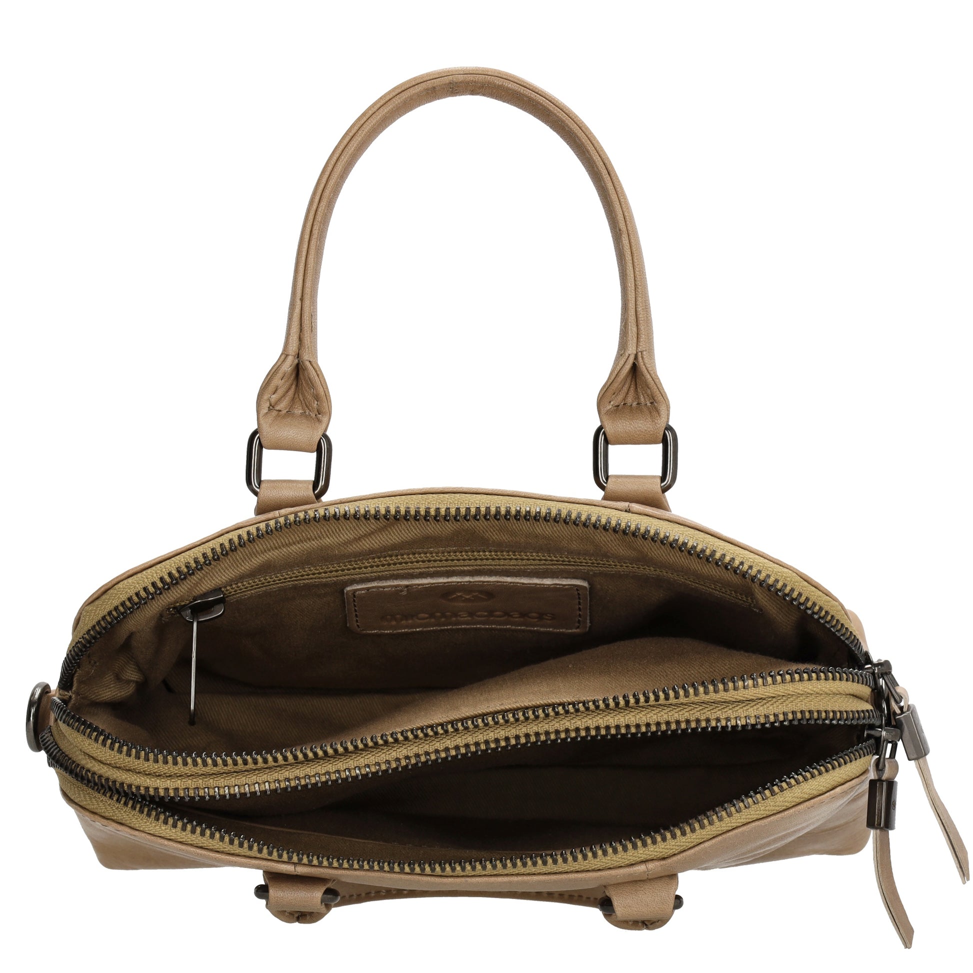 Schultertasche 21 x 15cm in Taupe mit Reißverschluss - leder-accessoires.com