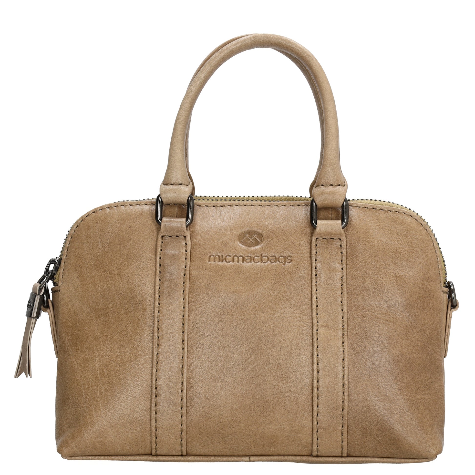 Schultertasche 21 x 15cm in Taupe mit Reißverschluss - leder-accessoires.com