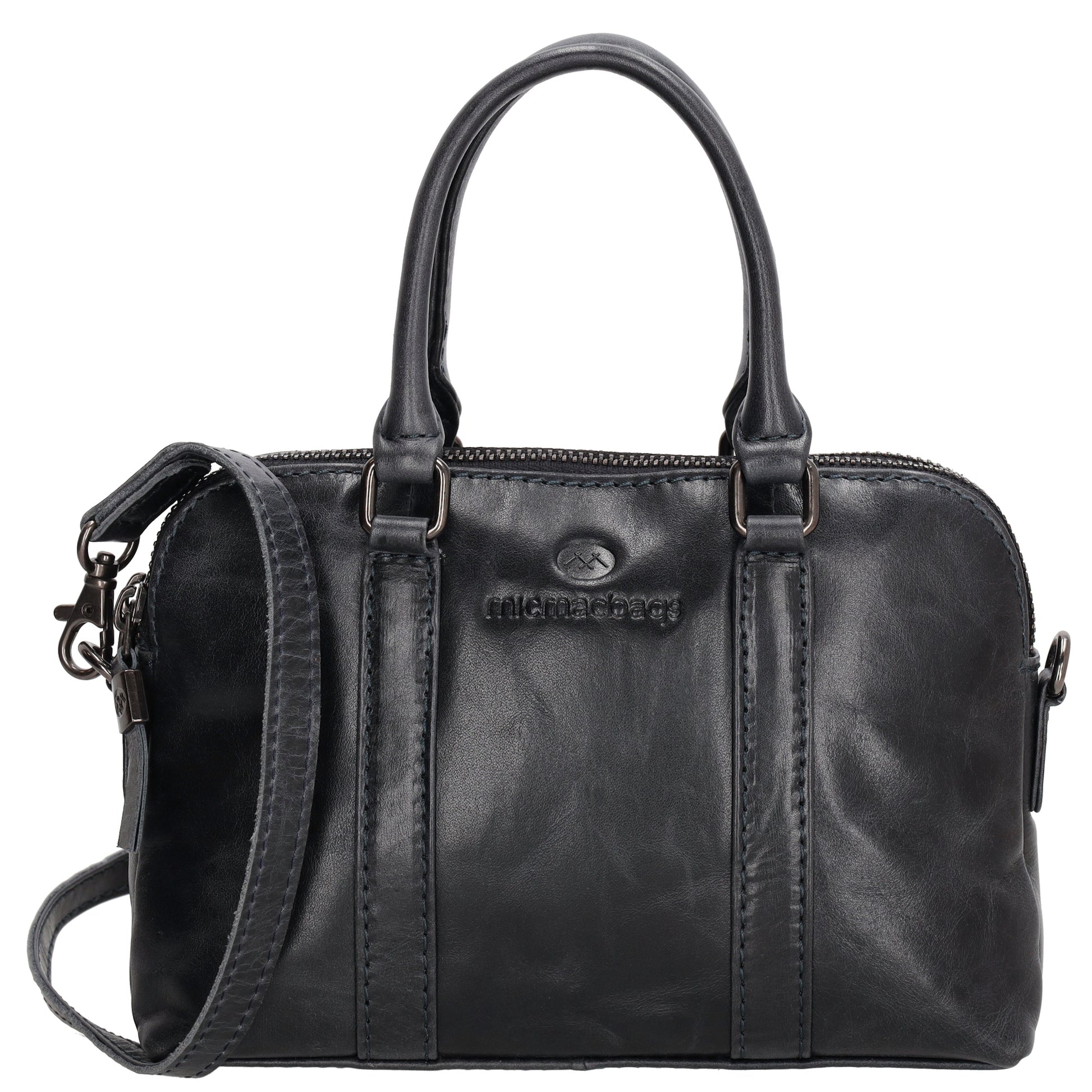 Schultertasche 21 x 15cm in Dunkelblau mit Reißverschluss - leder-accessoires.com