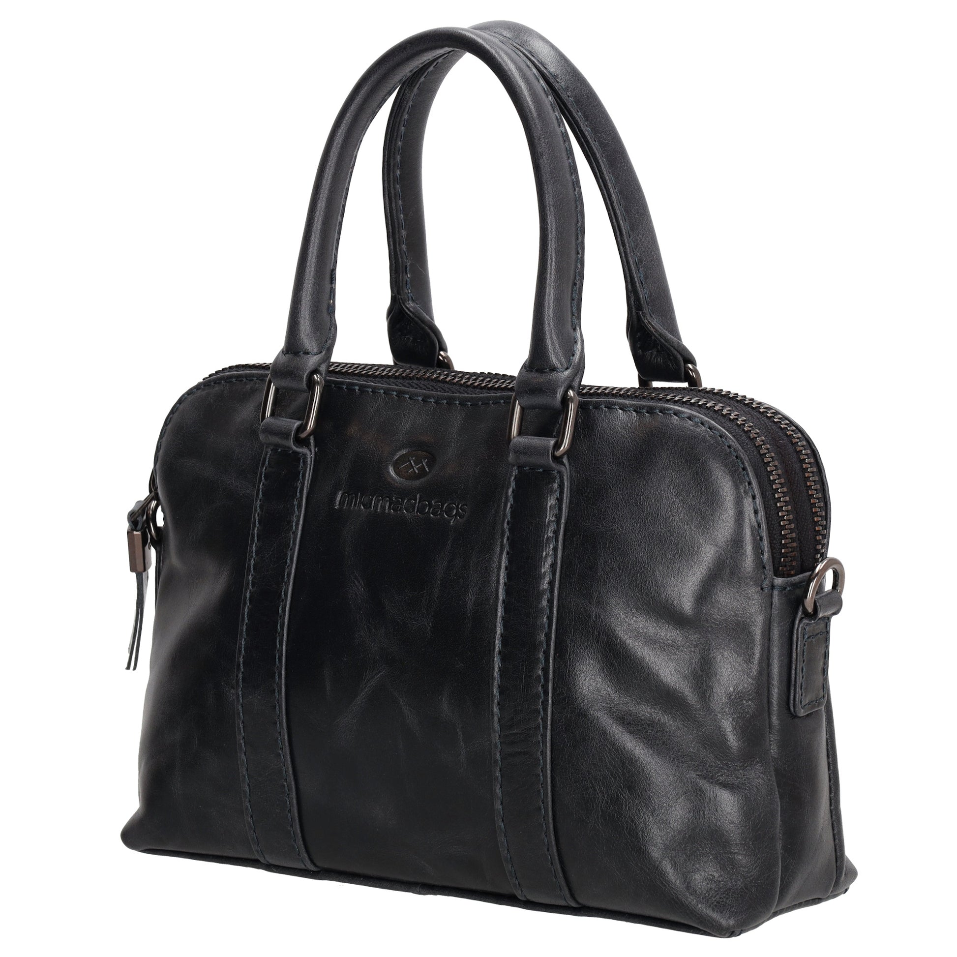 Schultertasche 21 x 15cm in Dunkelblau mit Reißverschluss - leder-accessoires.com