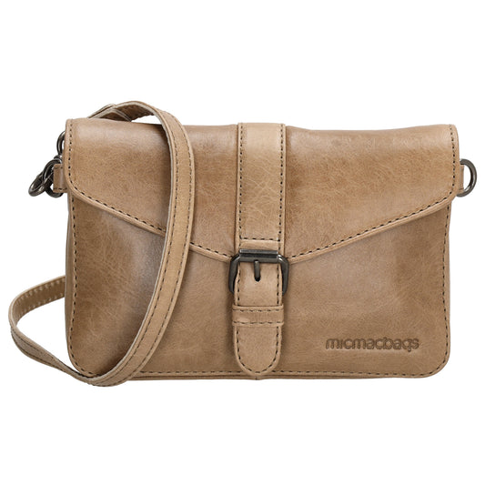 Umhängetasche| Gürteltasche 19 x 11,5cm in Taupe aus Leder - leder-accessoires.com