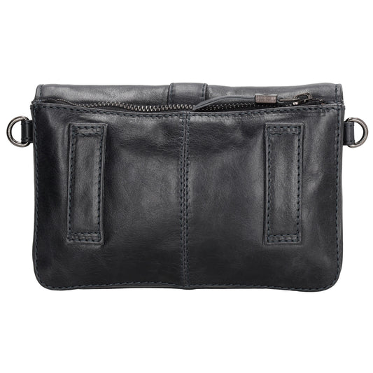 Umhängetasche| Gürteltasche 19 x 11,5cm in Dunkelblau aus Leder - leder-accessoires.com