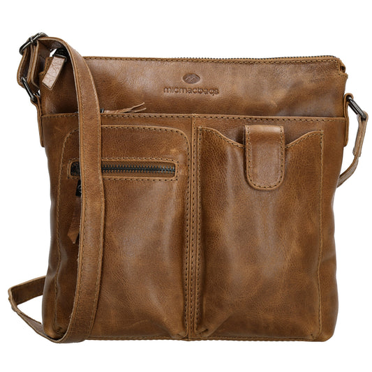 Schultertasche 25,5x23,5cm in Cognac aus Leder