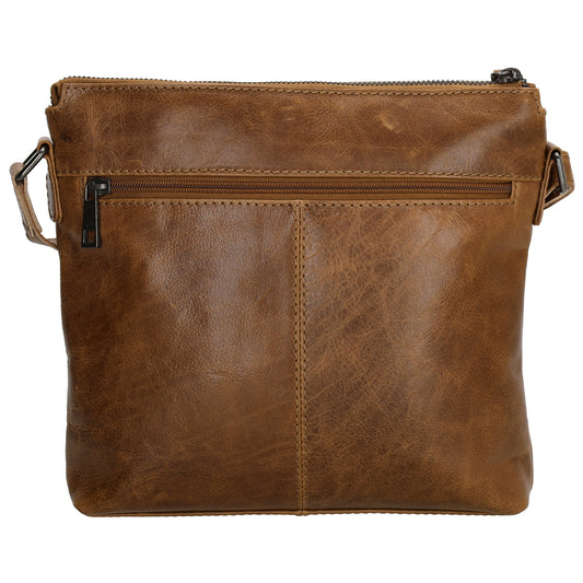 Schultertasche 25,5x23,5cm in Cognac aus Leder