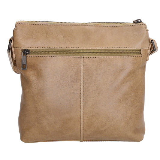 Schultertasche 25,5x23,5cm in Beige|Natur aus Leder