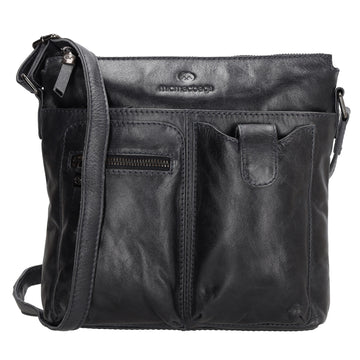 Schultertasche 25,5x23,5cm in Blau|Marine aus Leder - leder-accessoires.com