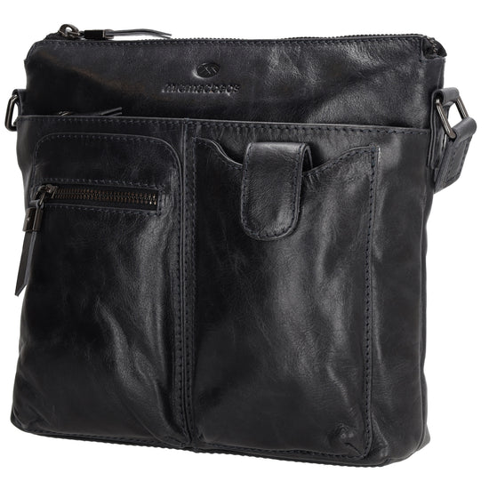 Schultertasche 25,5x23,5cm in Blau|Marine aus Leder - leder-accessoires.com