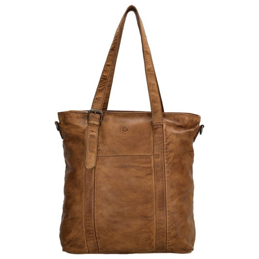 Shopper Hochformat 35x31cm in Cognac aus Leder