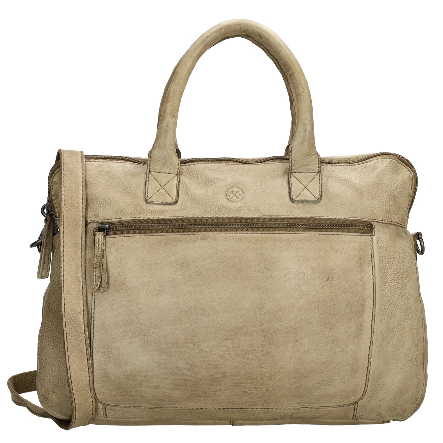 Businesstasche| Messenger Bag 38,5 x 28cm in Sand| Beige mit Vortasche