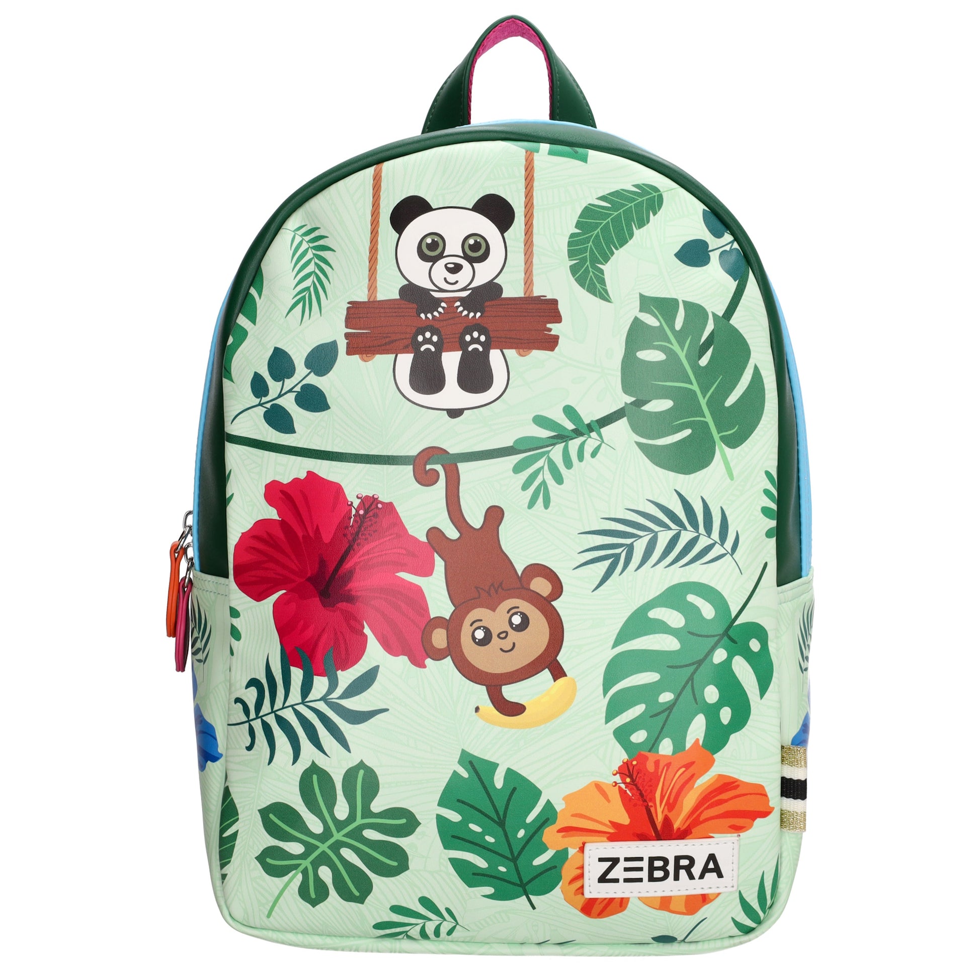 Kinderrucksack 25x35cm mit Dschungel-Muster in Grün - leder-accessoires.com