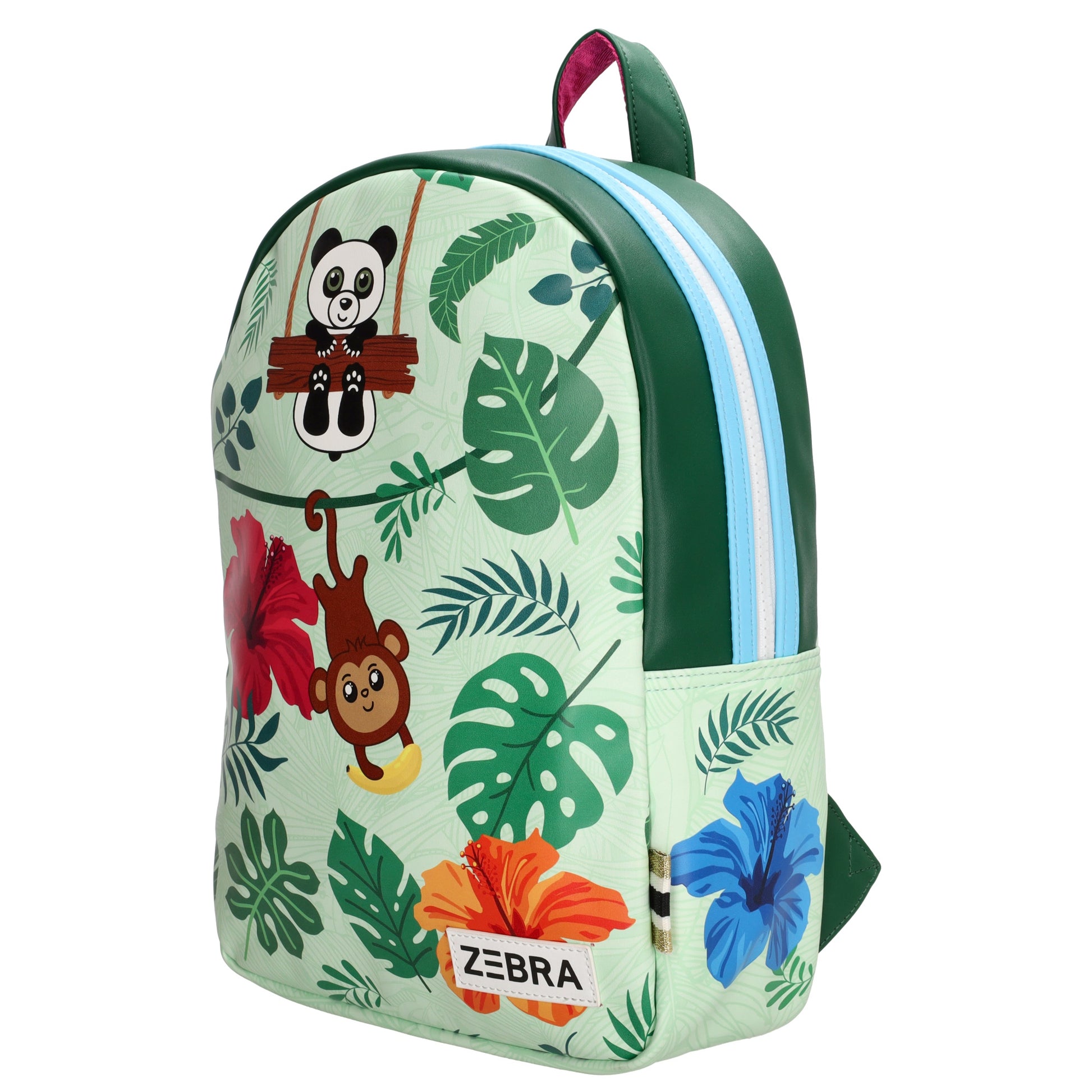 Kinderrucksack 25x35cm mit Dschungel-Muster in Grün - leder-accessoires.com