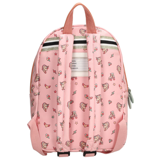 Kinderrucksack 25x35cm mit Einhornpferd-Muster in Rosa - leder-accessoires.com