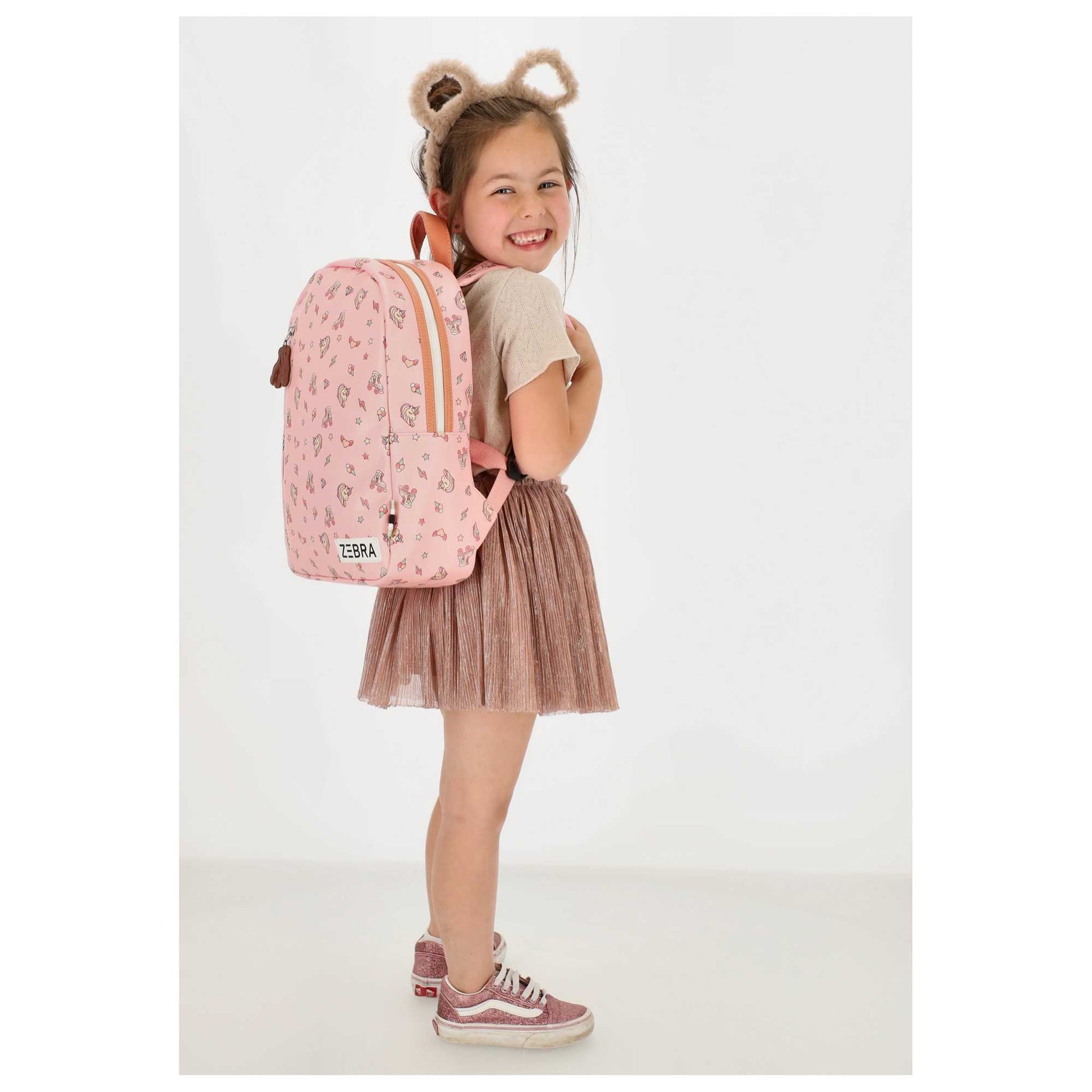 Kinderrucksack 25x35cm mit Einhornpferd-Muster in Rosa - leder-accessoires.com