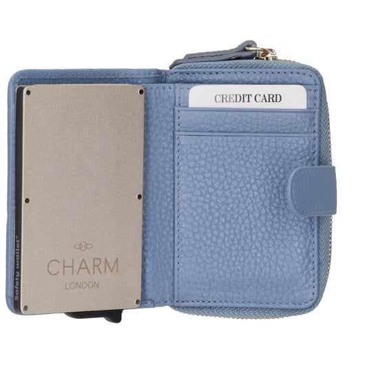 Kartenetui| Safty Wallet 11x7cm in Hellblau und Rundumreißverschluss