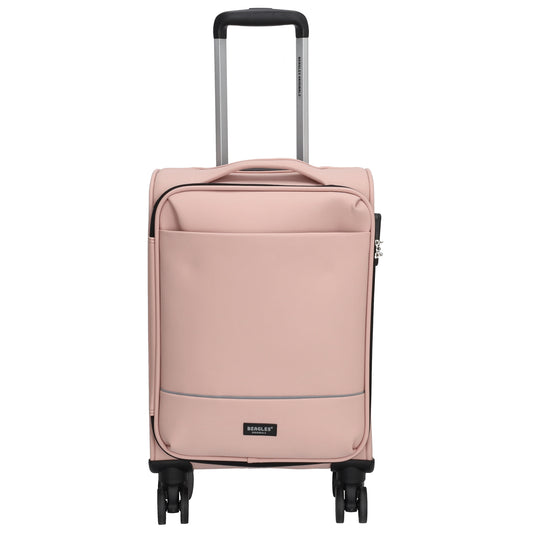 Reisetrolley|Handgepäck in Rosé mit 4-Rad aus Kunstleder