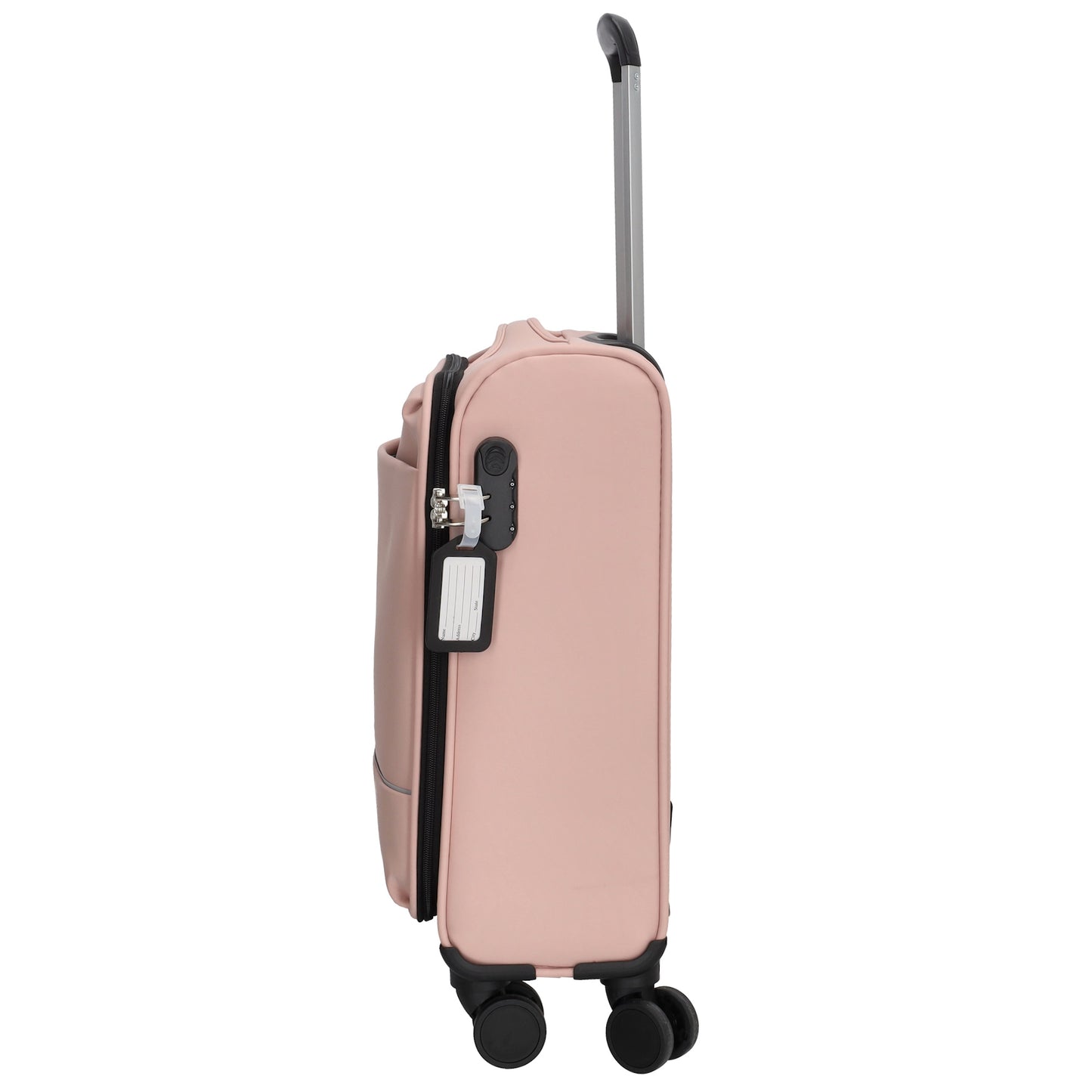 Reisetrolley|Handgepäck in Rosé mit 4-Rad aus Kunstleder