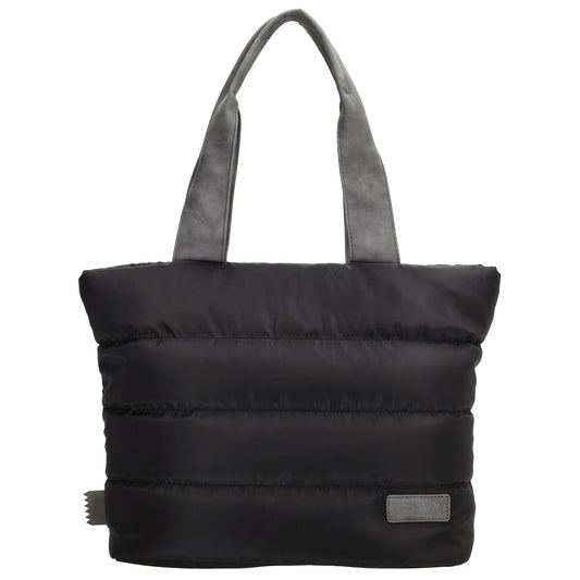 Shopper gesteppt 42x30cm in Schwarz aus Kunstleder - leder-accessoires.com