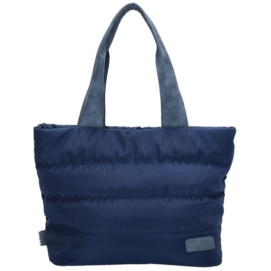 Shopper gesteppt 42x30cm in Marine| Blau aus Kunstleder - leder-accessoires.com