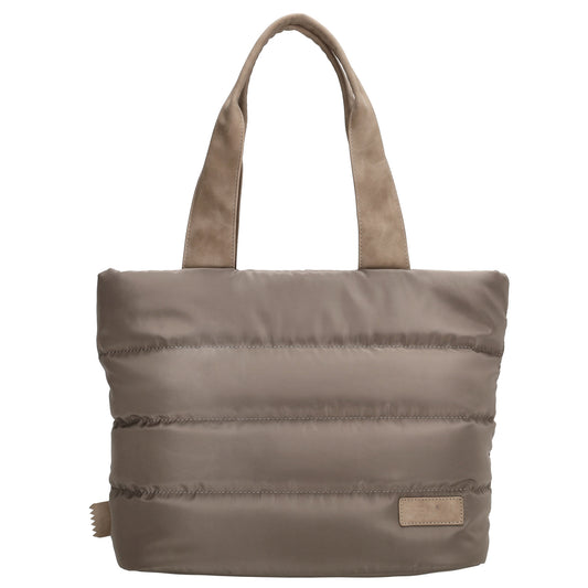 Shopper gesteppt 42x30cm in Dunkeltaupe aus Kunstleder - leder-accessoires.com