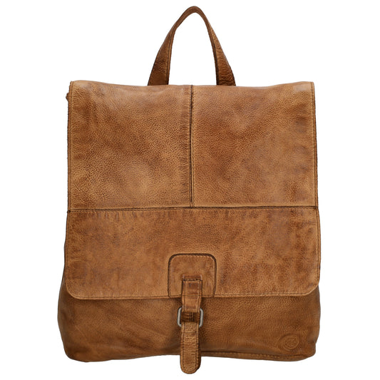 Rucksack| Tasche 33 x 34cm in Cognac aus Leder mit Überschlag